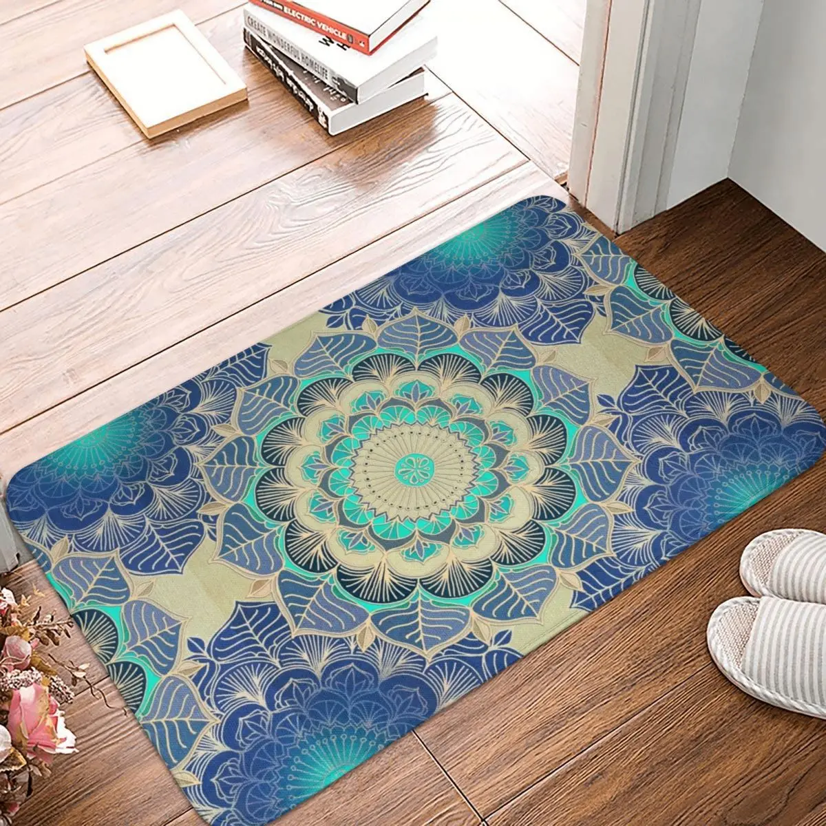 

Midnight Bloom Doormat Carpet Mat Rug Polyester PVC Non-Slip Floor Decor Bath Bathroom Kitchen Living Room 40*60