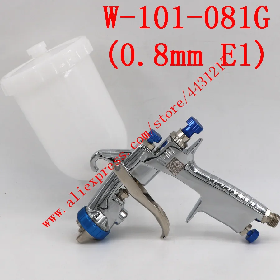 081G(0.8mm E1) Часовой механизм: японский W101 134G пистолет-распылитель W-101 HVLP ручная мельница для Краски пистолет-распылитель 0,8/1,0/1,3/1,5/1,8 мм пластиковый бак 400 мл - Цвет: 081G(0.8mm E1)