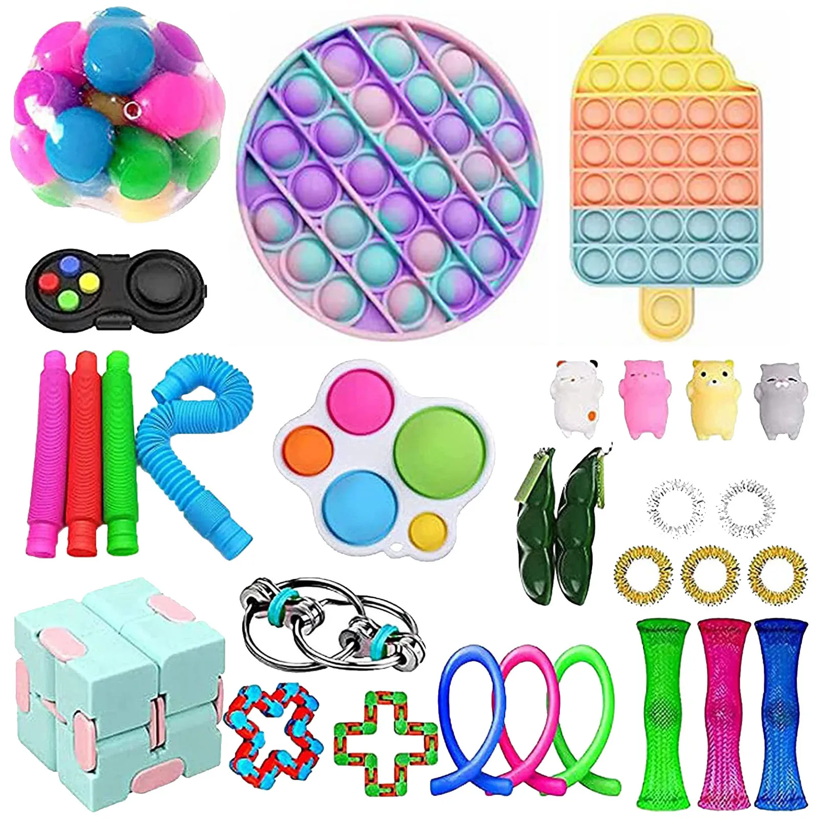 

30PC Sensory Toy Set Anxiety Stress Toy Sets Relief Stress Fidget Toys Stress Relief Toy Set Fidget Sets For Kids Adults