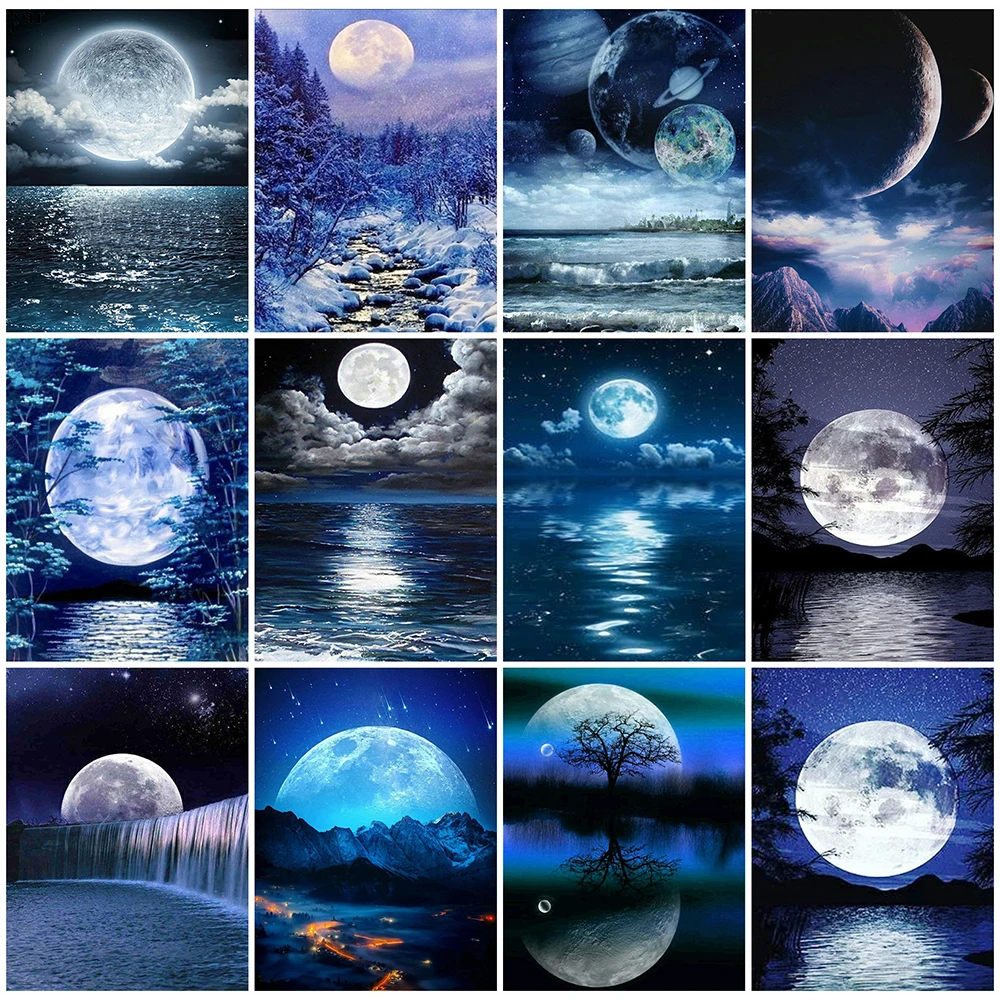 

EverShine полноразмерная алмазная живопись «Луна», алмазная вышивка, живописная вышивка крестиком, мозаика «морские Стразы», хобби ручной рабо...