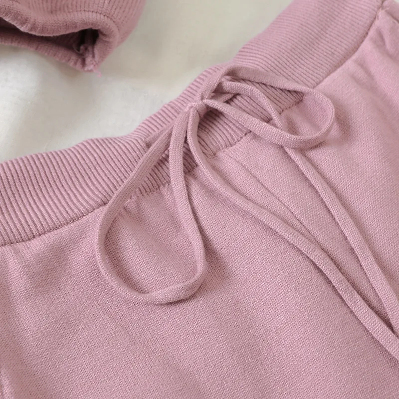 Трикотажные костюмы женщин комплект из двух предметов свитер топ и штаны