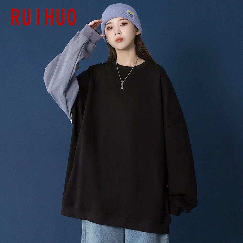 

RUIHUO Bear Casual Sweatshirts For Men Pullover Clothing Japanese Streetwear Men Sweetshirts Harajuku Tops 2XL 2021 New Arrivals