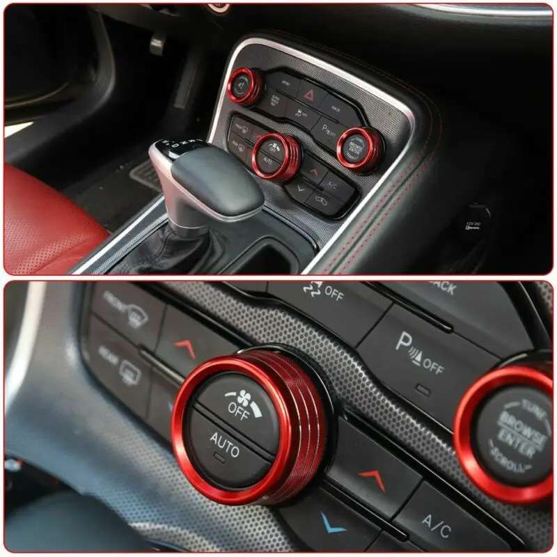 

3Pcs Switch Knob Trim A/C Accessories Aluminum Alloy Car For Dodge Charger 2015-2019