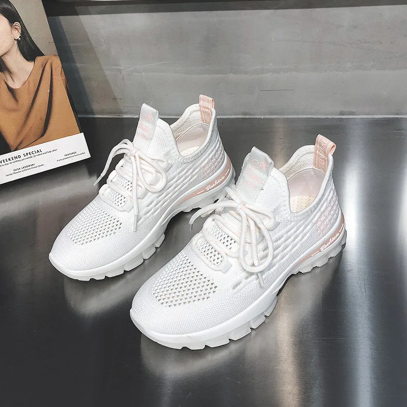 

Breathable White Shoes 2021 Women's Shoes Summer Flying Woven Mesh Hollow Sneakers All-match Net Shoes Sports Shoes Women