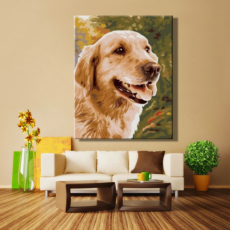 Diy картина по номерам рисунок с комплектами животное лошадь собака Крупный