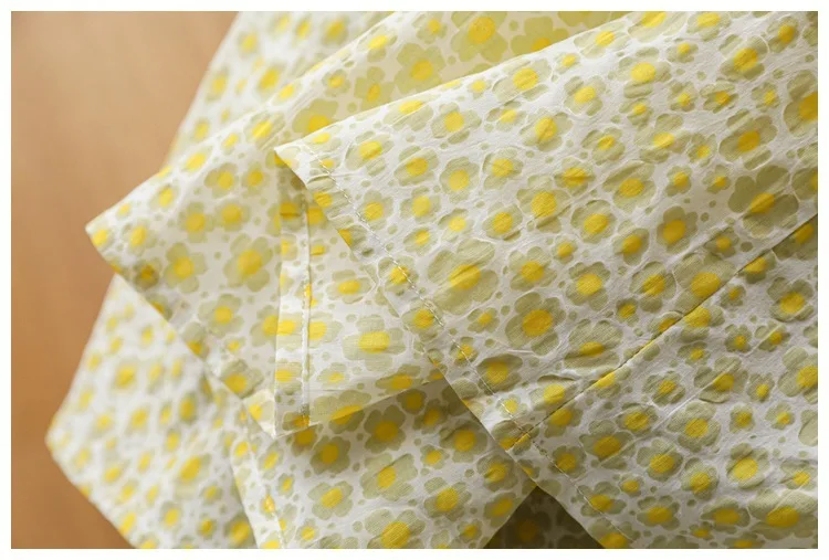 

2021 Women Dress Spring and Summer New Dress Fashionable Pleated 3D Printed Puff Sleeve Loose MIDI Dress