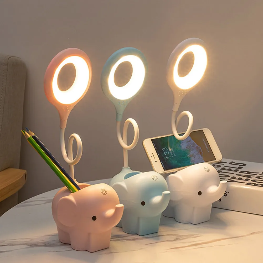

Creative Elephant Led Table Lamp Charging Plug-in Dual-Use Three-Color Temperature Adjustable Eye-Caring Learning Table Lamp