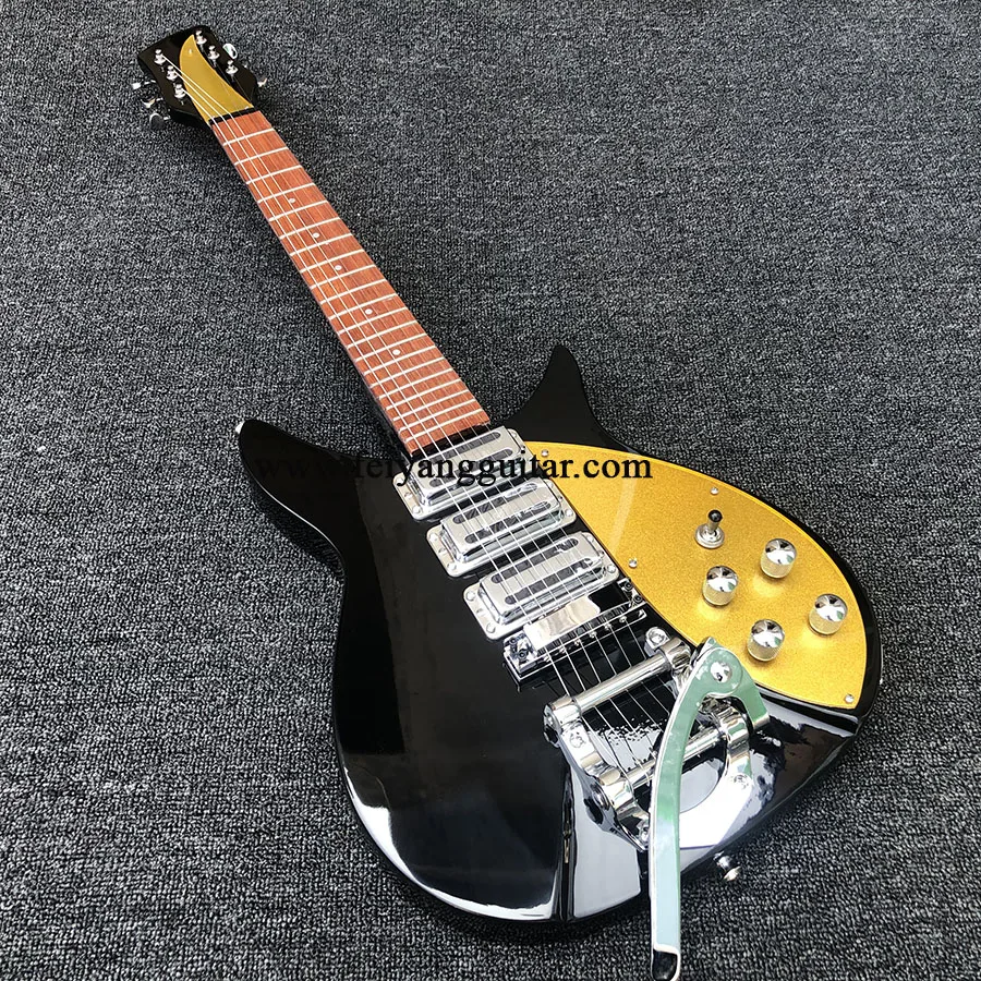 High-quality 325 electric guitar, black paint, bright fingerboard, 527 chord length, Korean double-wave vibrato bridge, postage