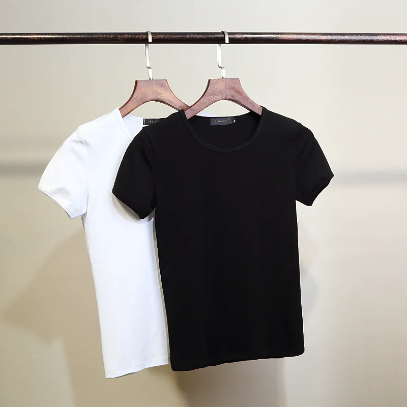 

Korean simple light board solid color round neck stretch short-sleeved men's youth self-cultivation all-match net version of the