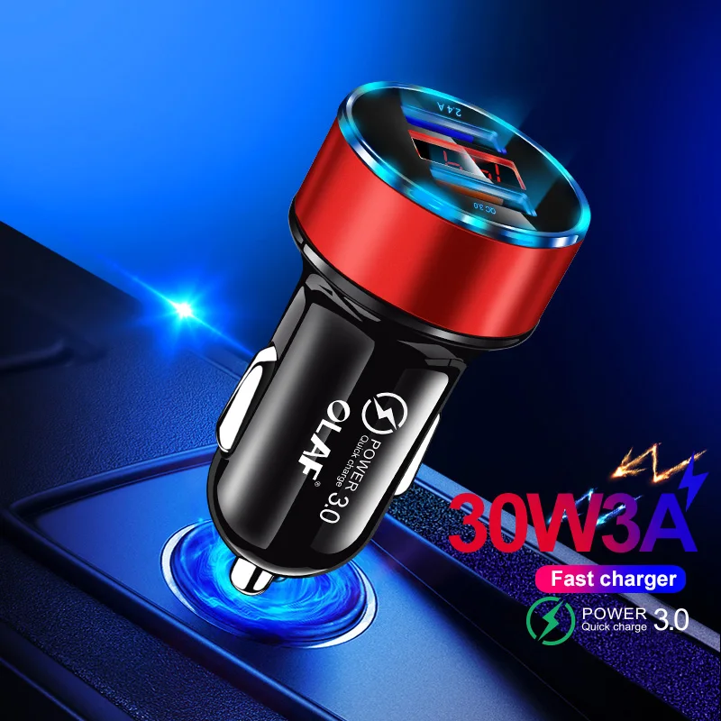 Олаф 30 Вт 3A Quick Charge 3,0 зарядных порта USB для автомобиля Зарядное устройство для Xiaomi Mi huawei Supercharge SCP QC3.0 быстрый USB автомобильный держатель для телефона для быстрой зарядки