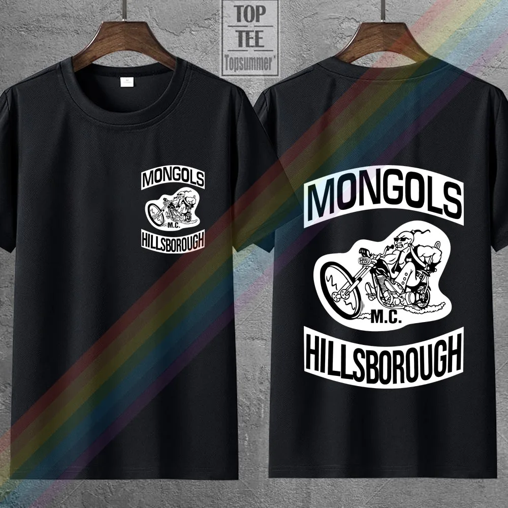 

Повседневные футболки Mongols Mc с нашивками, мужские хлопковые топы с графическим принтом и круглым вырезом, черный цвет, цвет раньше