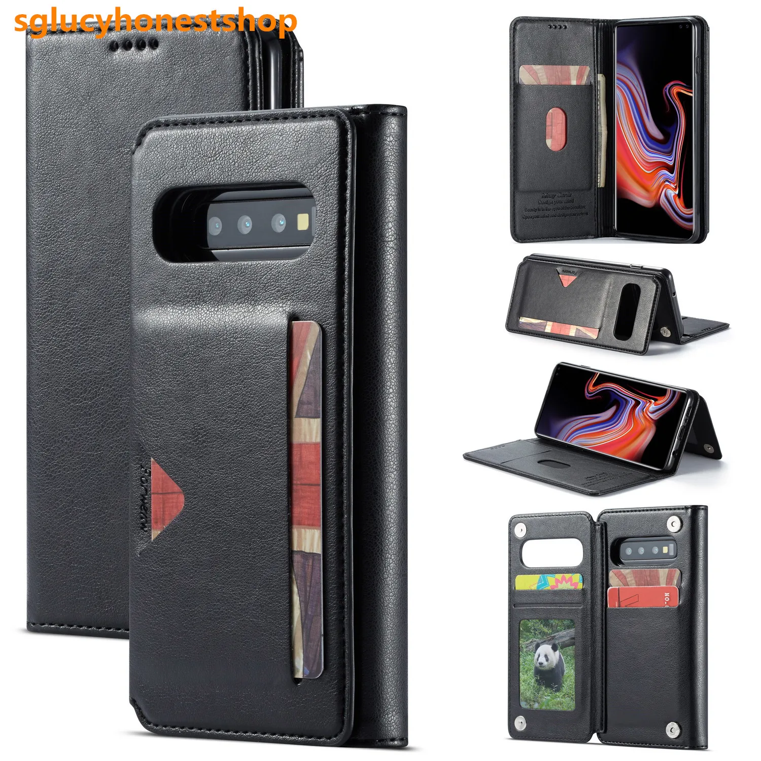 Для Samsung Galaxy S9 Plus S10 S10E Роскошный кожаный флип кошелек с подставкой и отделением