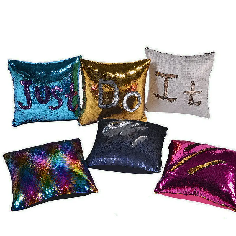 American Style Letter Cushion Cover Two-Color Magic Sequin Throw Pillow Home Decoration Sofa Decor Decorative Pillowcase | Дом и сад