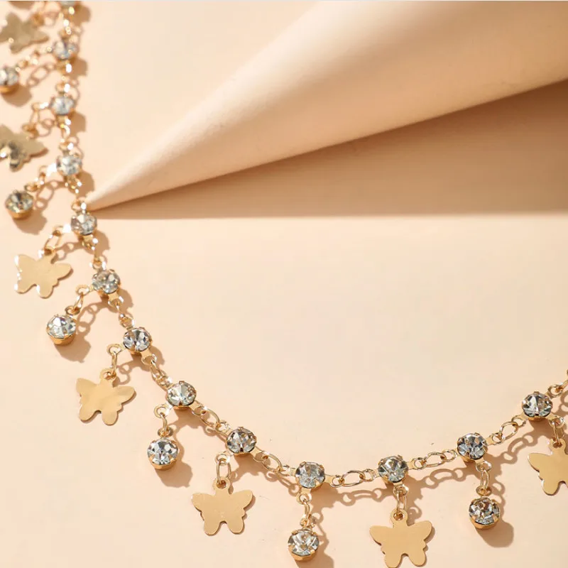 

Simple Rhinestone Butterfly Tassel Anklets Foot Jewelry Leg New Ankle Bracelets for Women Gifts