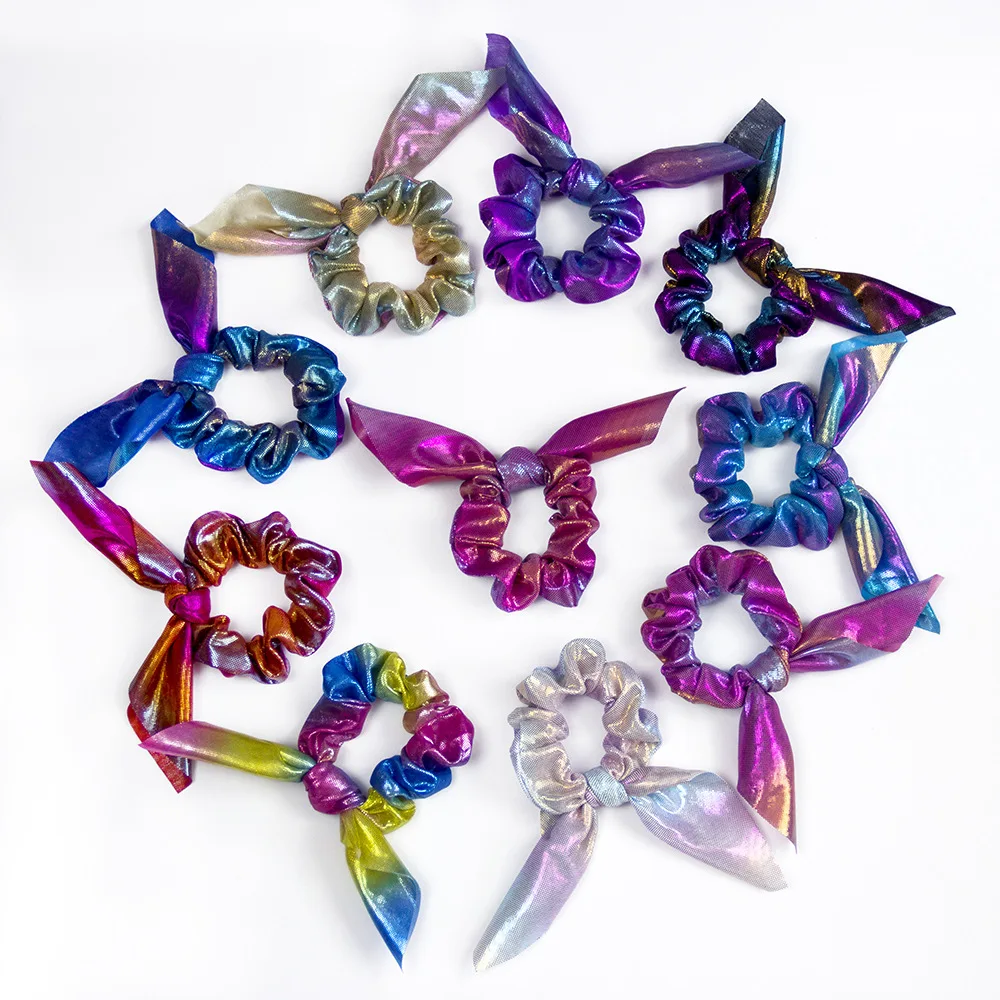 

1pc Hot Stamping Laser Rabbit ears Rubber Hair Band Women Elastic Hair Bands Ponytail Holder Scrunchy girl Hair Accessories