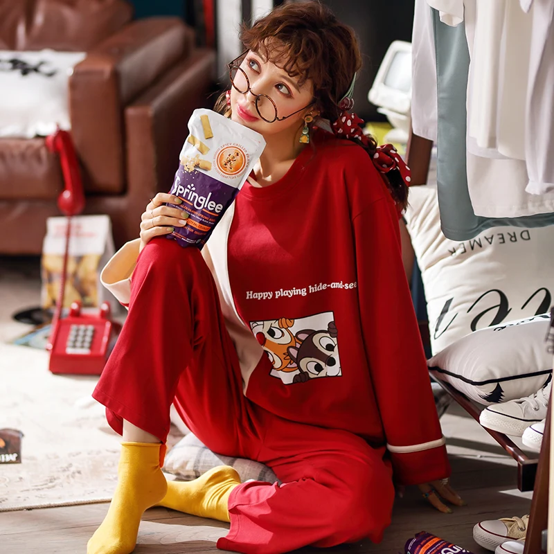 Рождественский Женский пижамный комплект для взрослых Новинка осени 2019 Удобный