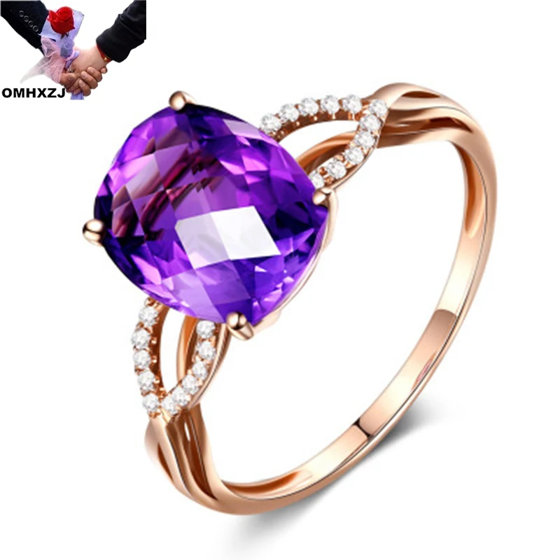 

OMHXZJ Wholesale RR1926 European Fashion Fine Woman Girl Party Birthday Wedding Gift Oval Shiny AAA Zircon 18KT Rose Gold Ring