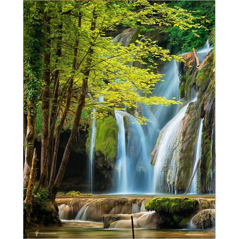 Украшение для дома лес и водопад-картина маслом по номерам Раскраска ручной