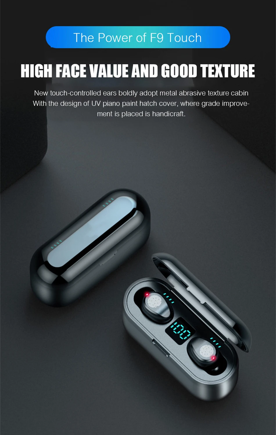Беспроводные наушники Bluetooth V5.0 TWS, беспроводные Bluetooth наушники, светодиодный дисплей, 2000 мАч, внешний аккумулятор, гарнитура с микрофоном