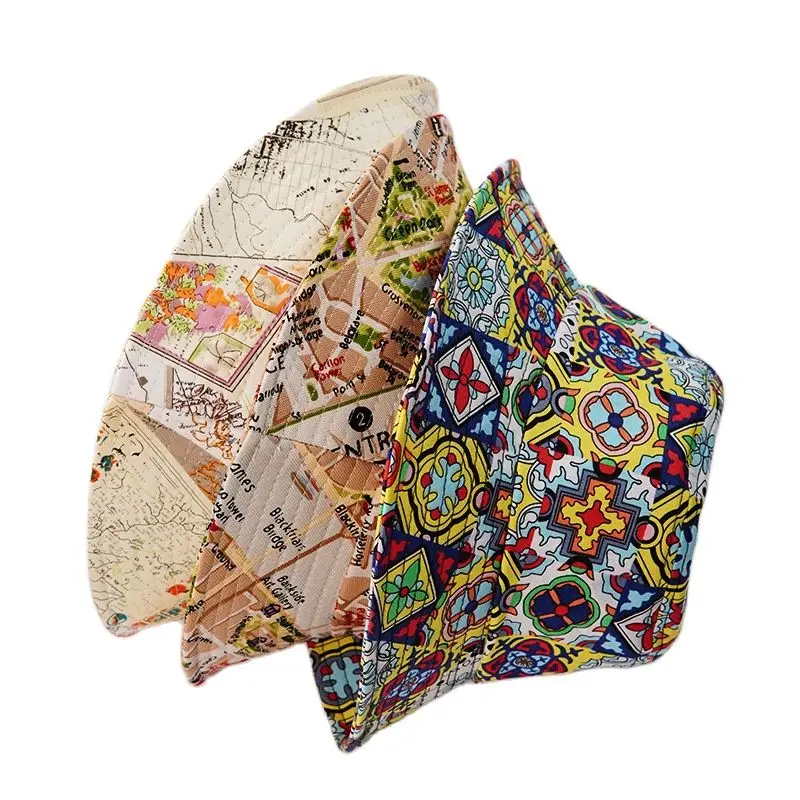 

Summer Fisherman Hat Reversible Map Printed Bucket Hats For Women Men Street Hip Hop Bucket Cap Vintage Shading Fishing Hat