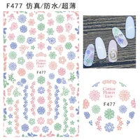 10pcs color flower waterproof ultra thin rose flower love pattern nail sticker nail slider decoration beauty tool