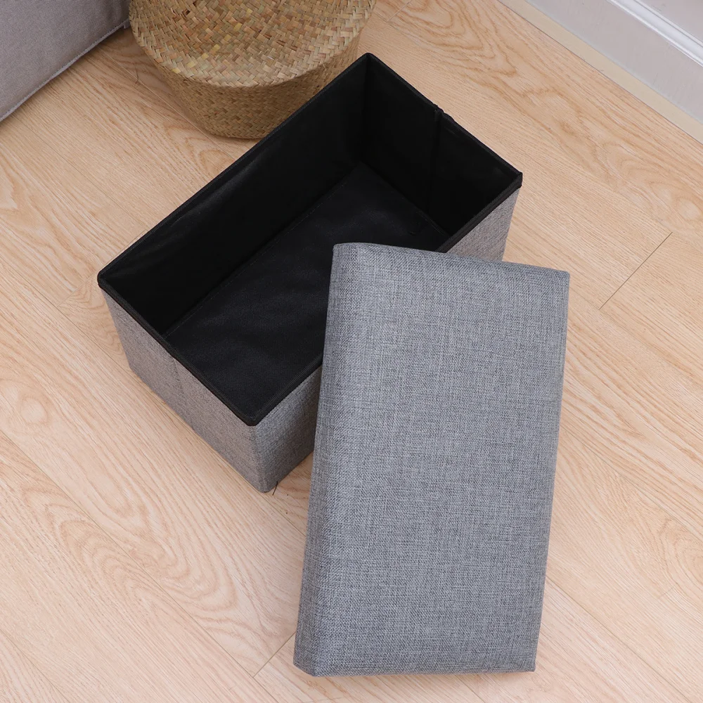 

Foldable Storage Ottoman with Folding Chest Storage Box Linen Fabric Ottomans Bench Foot Rest for Bedroom Living Room (Grey)