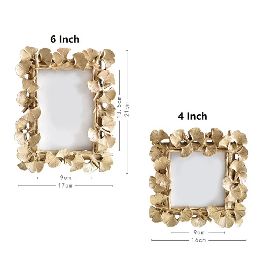 

4/6 Inch Creative Resin Golden Ginkgo Leaf Frame Vintage Photo Frame Retro Resin Photo Frame Wedding Home Decor Picture Frame