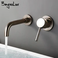 bagnolux ronda stainless steel solid brass trim taps 2 hole wall faucet set hot anc cold water bathroom sink mixer small tap