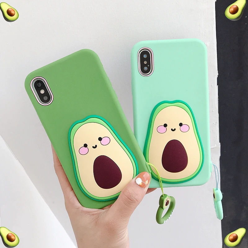 Забавный чехол для телефона авокадо IPhone 7 8 6 6s Plus X XR XS Max Модный милый 3D с