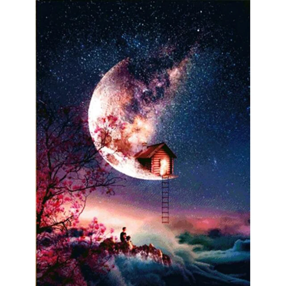 5D Сделай Сам Алмазная вышитые Ночной пейзаж живопись Луна набор со стразами