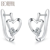 doteffil 925 sterling silver heart zircon earrings for women lady best gift fashion charm engagement wedding jewelry