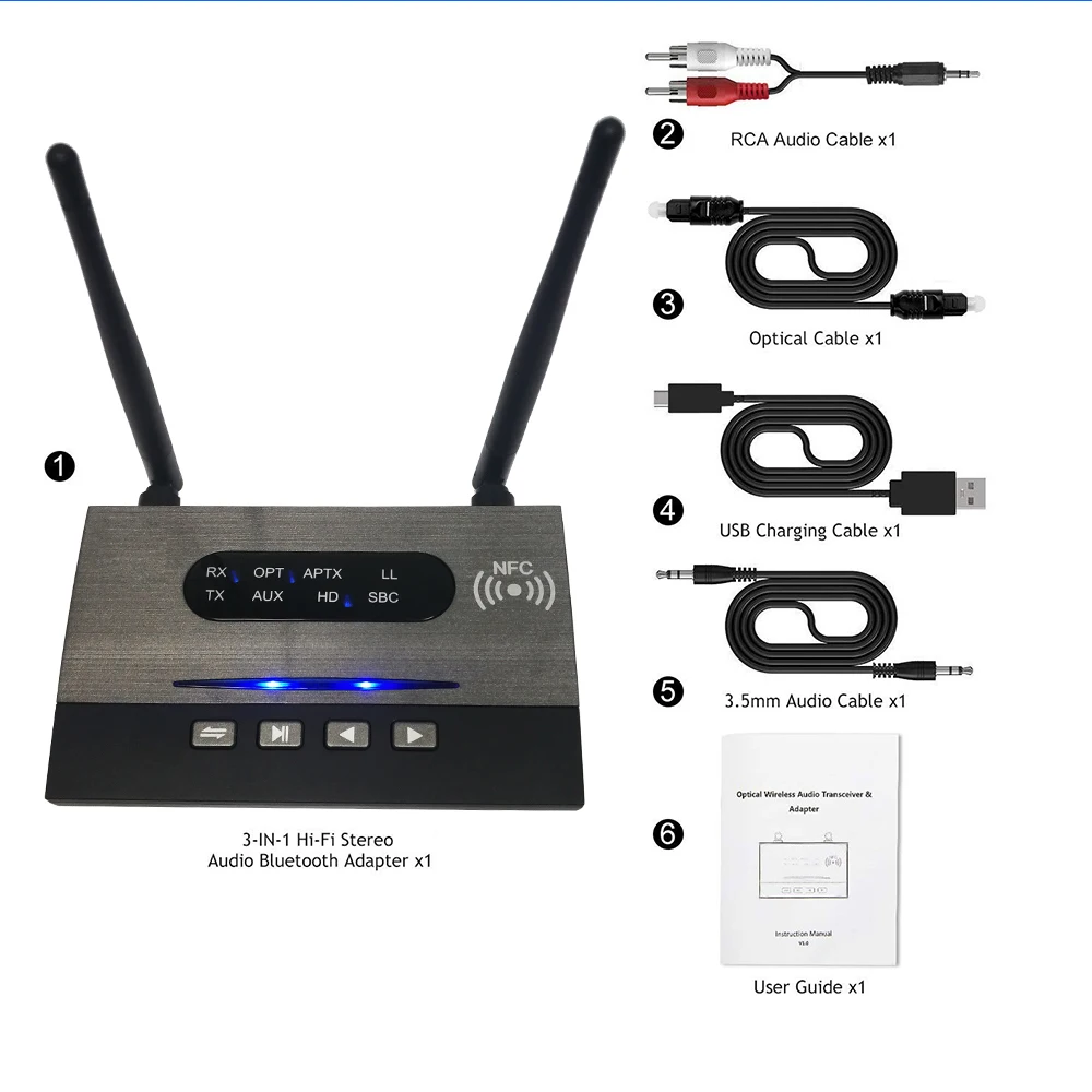 3 в 1 приемник-передатчик Bluetooth 5 0 дальнего действия NFC аудио адаптер aptX-LL HD
