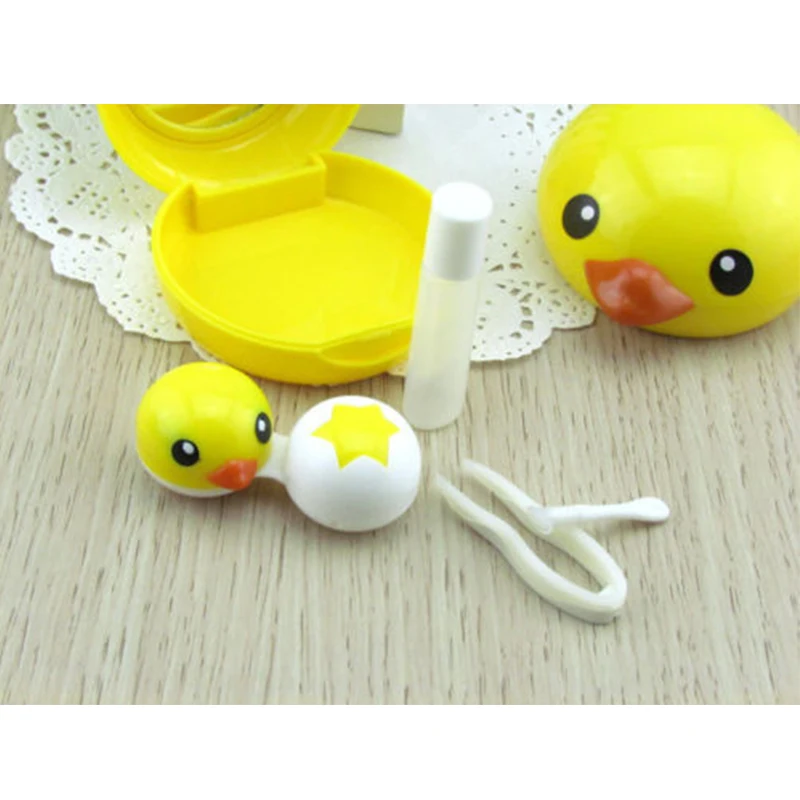 Симпатичные Желтая утка Контактные линзы Box Южная Корея прекрасный