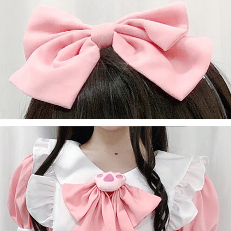 

Anime Cosplay Costumes Maid Costume Lolita Kawaii Pink Maid Dress Bow-Knot Headband Coffee Bar Uniform Babydoll Roleplay Ddlg