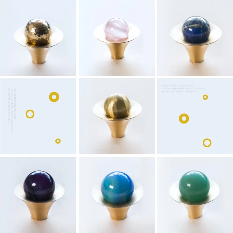 Круглые Хрустальные латунные мебельные ручки новинка каменные дверные и для