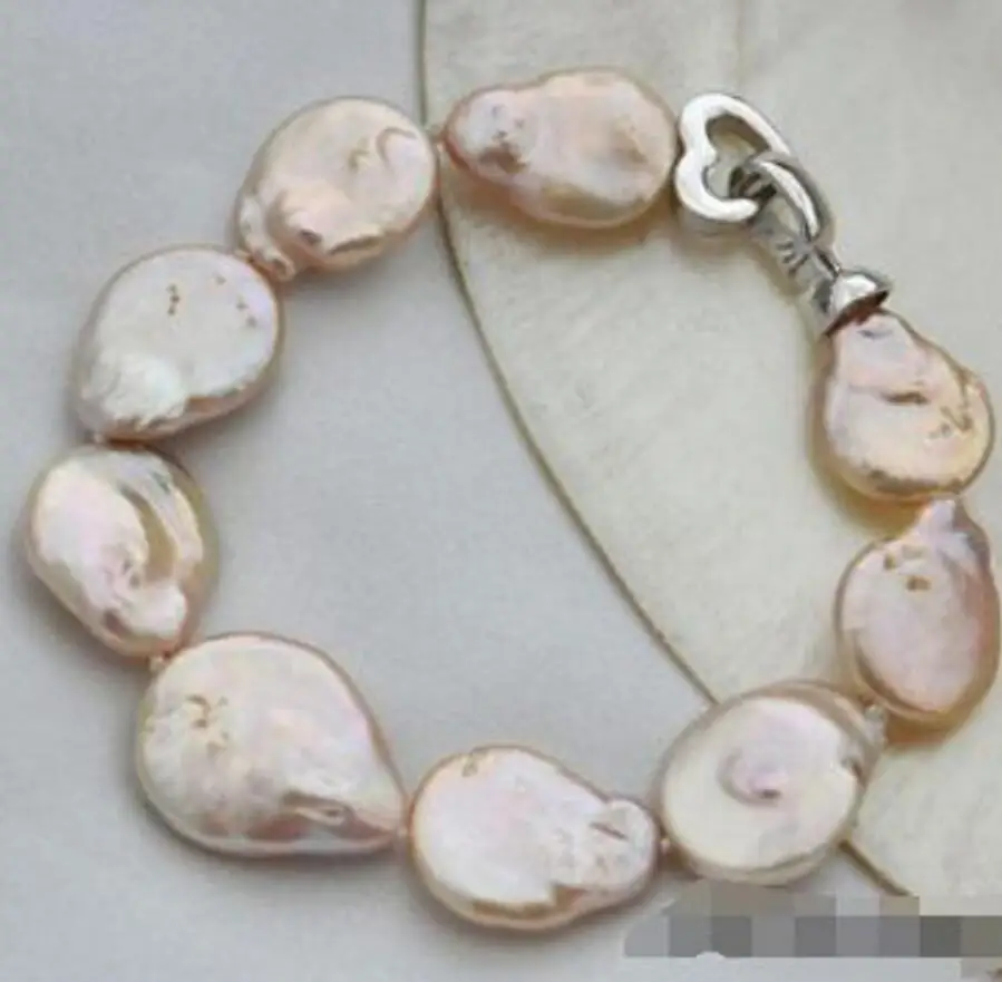 

new hot 8" 23mm baroque pink Lavender freshwater pearl bracelet