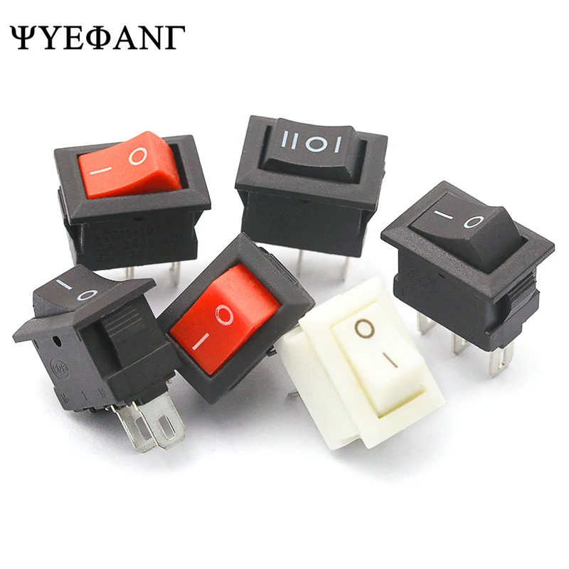 15 шт. мини-кулисный переключатель SPST черно-красные защелкивающиеся