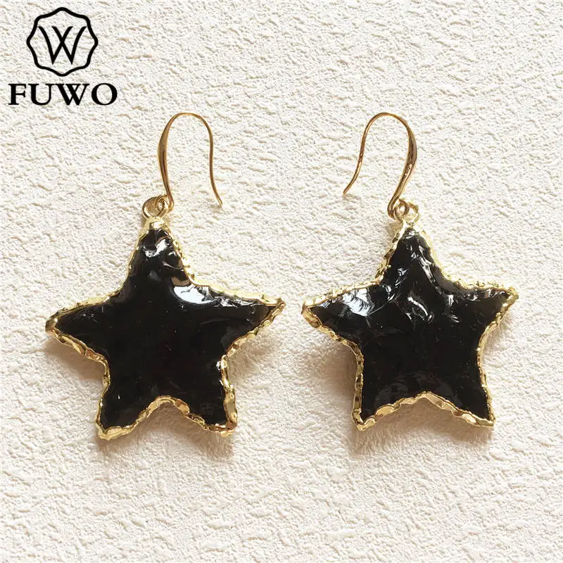 Женские Элегантные серьги капельки FUWO из натурального обсидиана в форме
