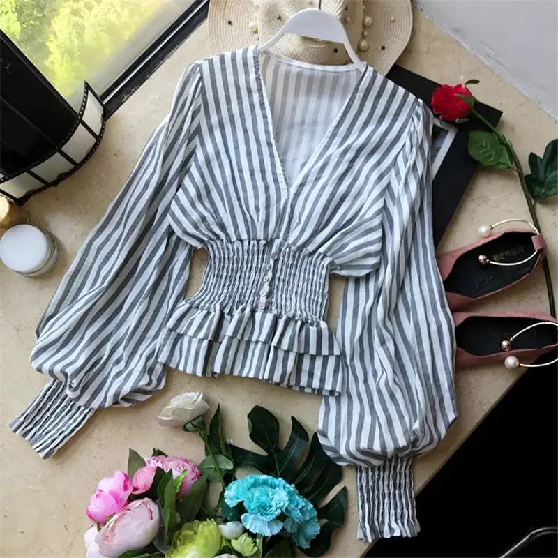 Военно-морского флота в полоску с рукавом-фонариком и Сексуальная Блузка