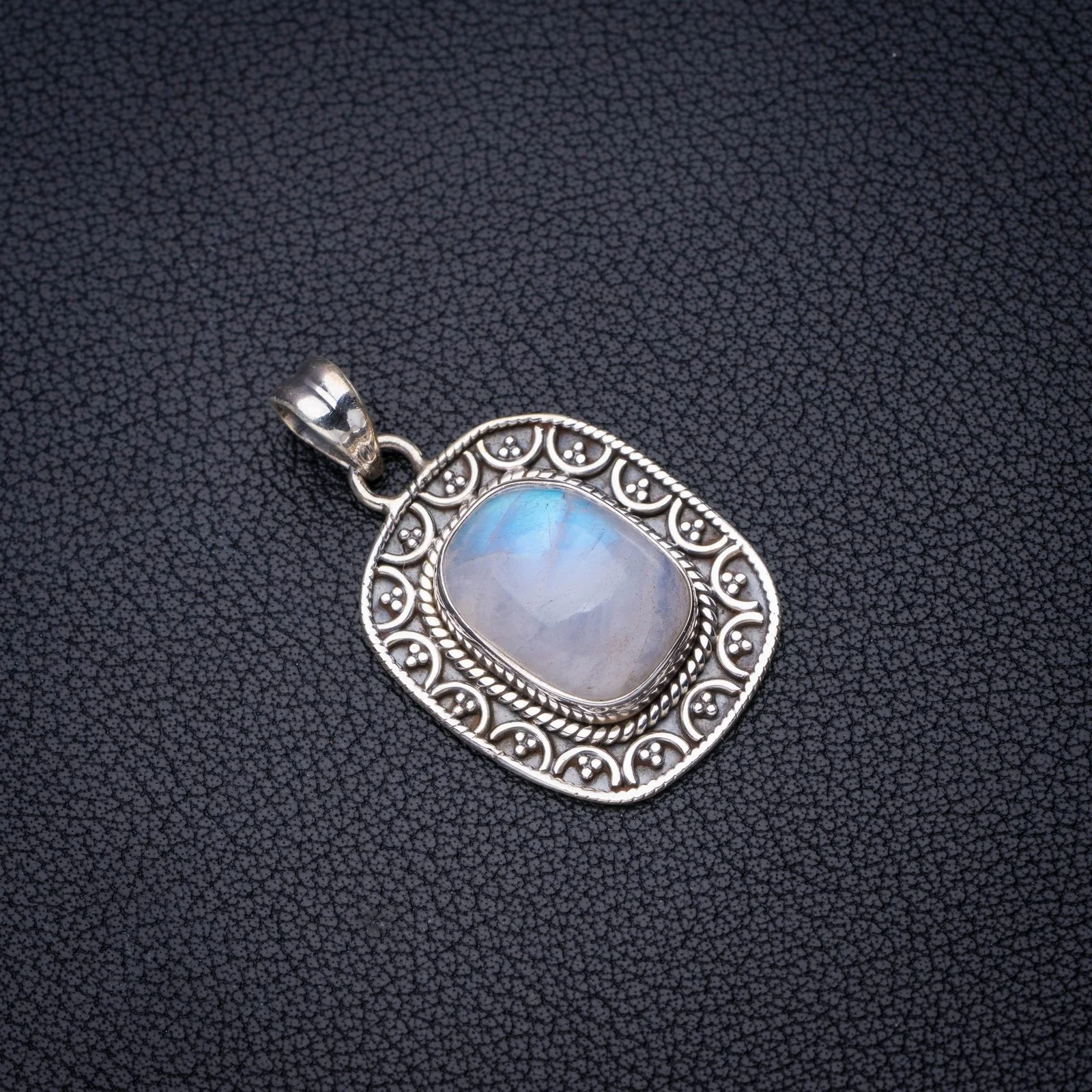 

Природный Радужный Лунный Камень StarGems ручной работы, фотосеребряный кулон 1,5 дюйма E3860