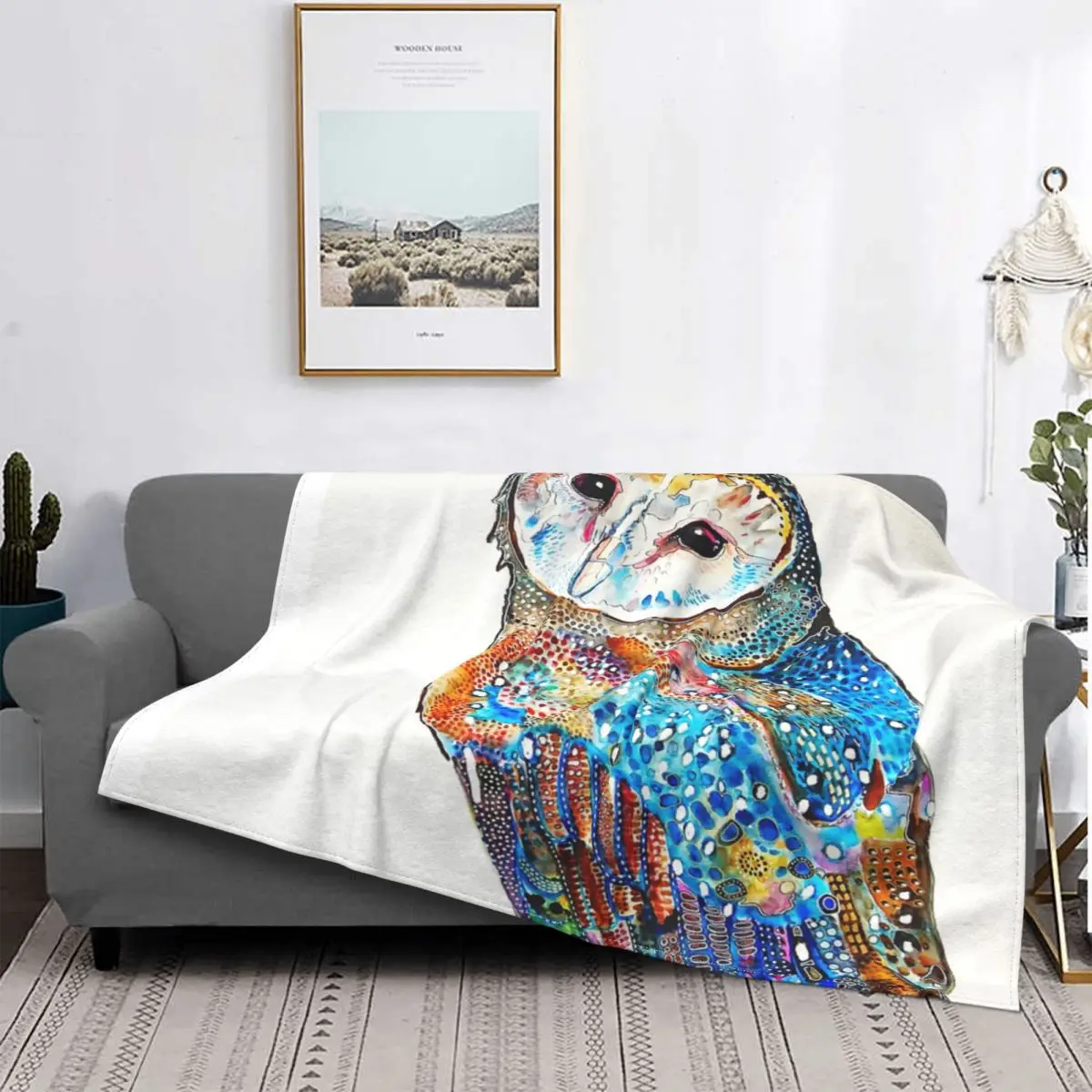 

Manta de búho de Granero oriental, colcha de cama a cuadros, toalla de playa, Sudadera con capucha, funda para niños