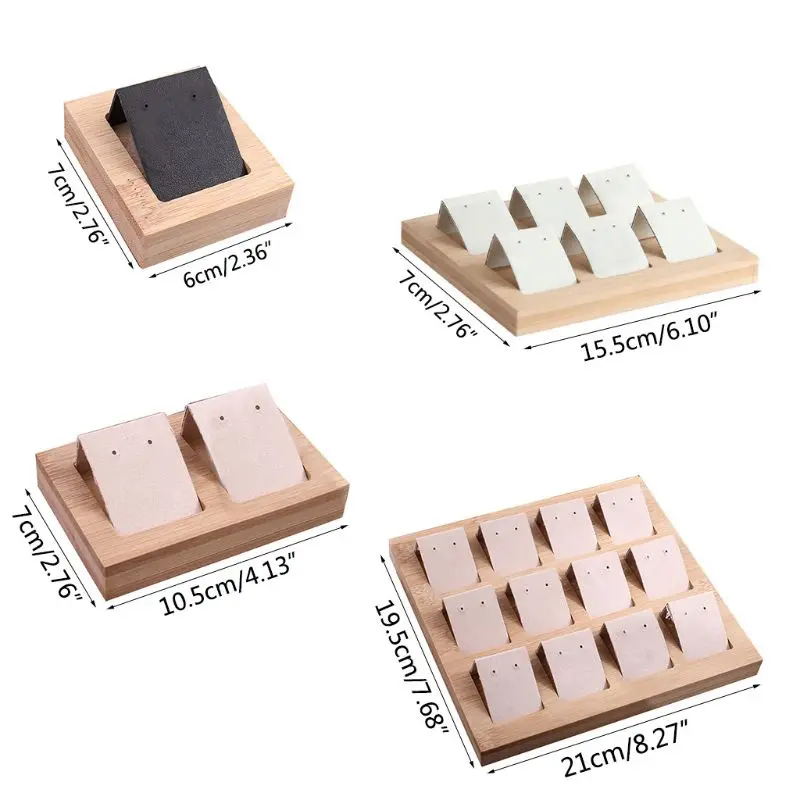 

Bamboo Leather Jewelry Display Tray Removable Earring Storage Show Holder Stud Earring Organizer