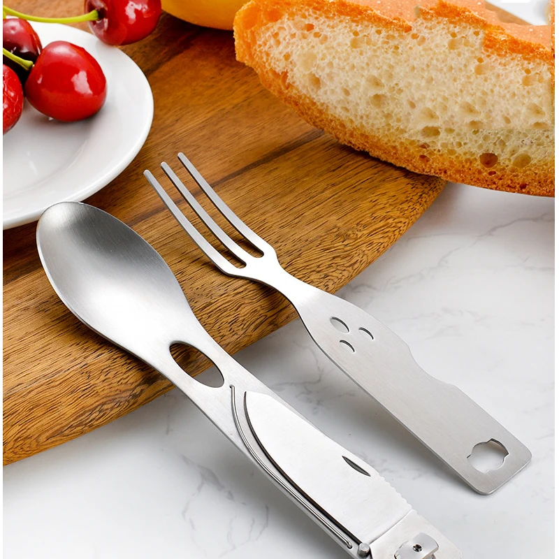 Походная Складная комбинированная ложка для пикника и вилки Западная