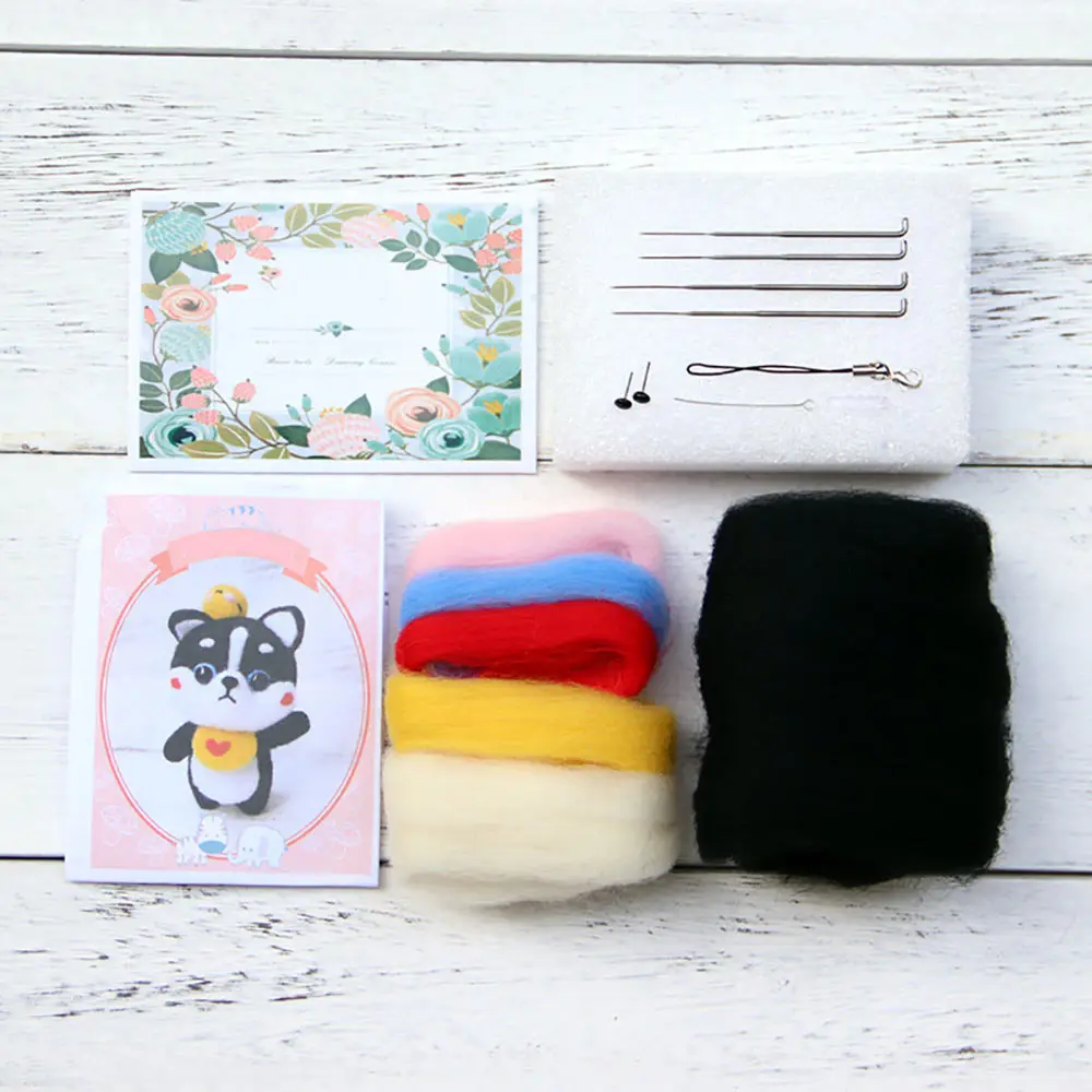 

DIY Crafts Kit Animal Wool Felt Material Package Doll Wool Poked Felt Craft Toy Needle Felting Starter Suff Doll Toy Xmas Gift