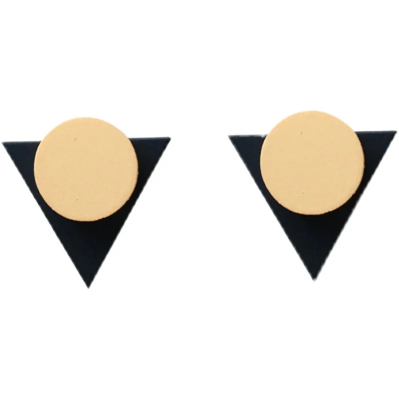 

CH-621 Geometric round triangle earrings temperament retro style frosted contrast earrings fresh girl earrings