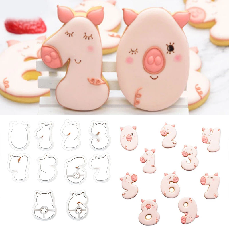 

10PCS Piggy Cake Mold Plastic Mold Kitchenware Convenient Durable Mini Biscuit Mold Cake Decorating Tools Kitchen tools