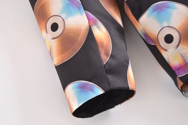 

Spring and Autumn 2021 New Women's Stand Collar CD Pattern Printing Long Loose Casual Jacket