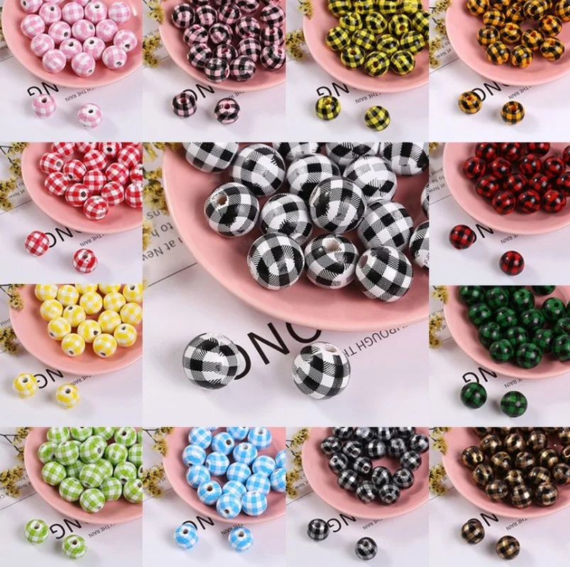 

10Pcs 16mm Vintage Natural Big Hole Grid Wood Beads Fit Necklace Bracelet Charm Loose Wood Spacer Beads for Diy Jewelry Making