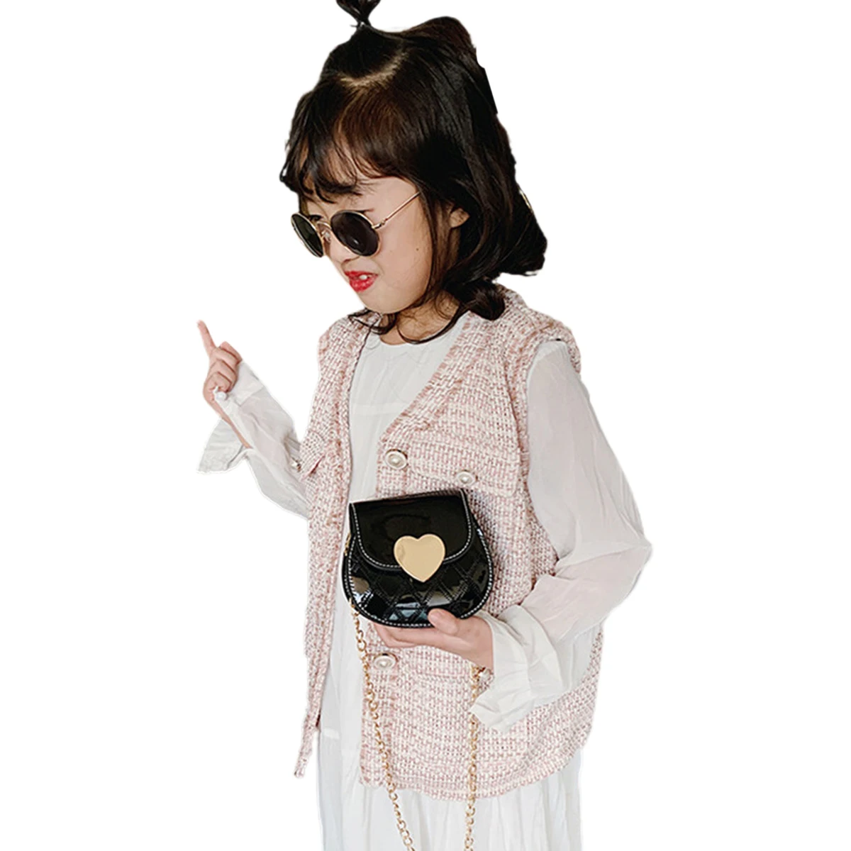 Сумка кросс-боди в форме сердца для маленьких девочек мессенджер на плечо с