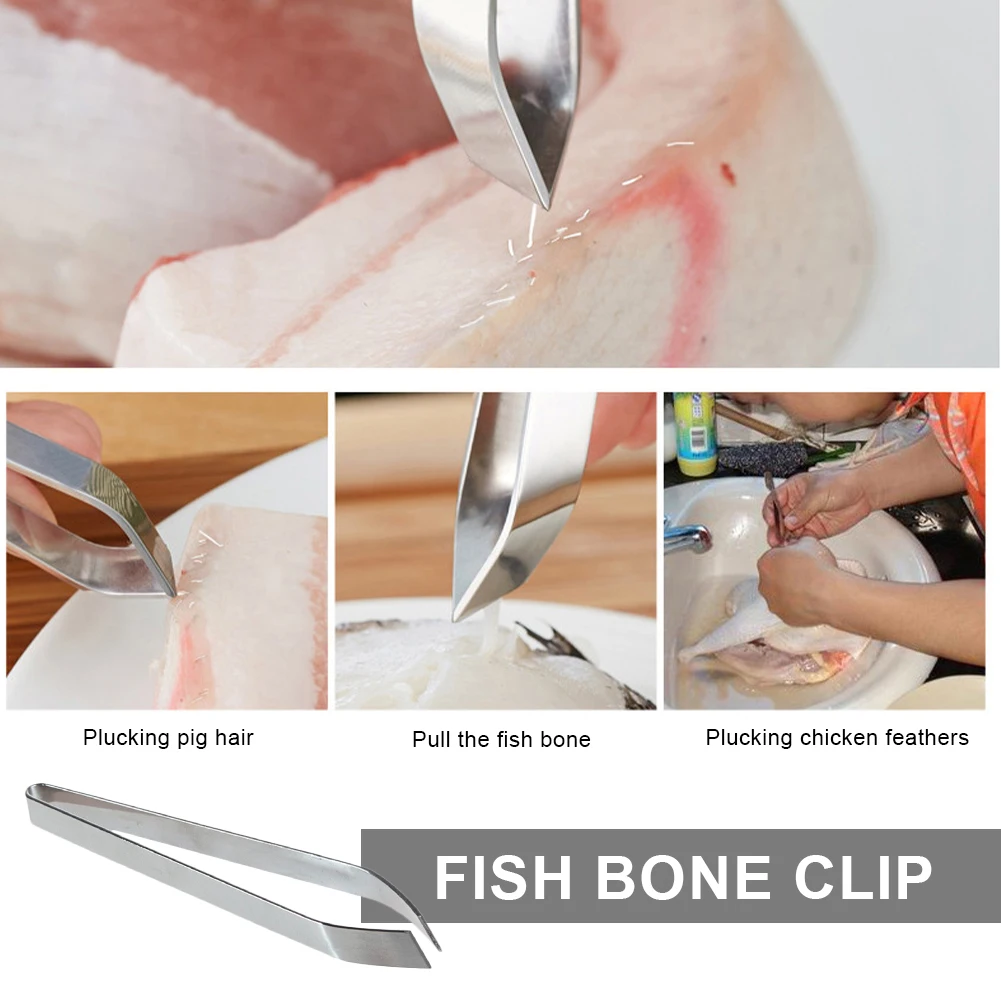 

1Pcs Pincer Clip Puller Remover Tongs Fish Bone Plucking Clamp Kitchen Gadgets Tools Stainless Steel Fish Bone Tweezers